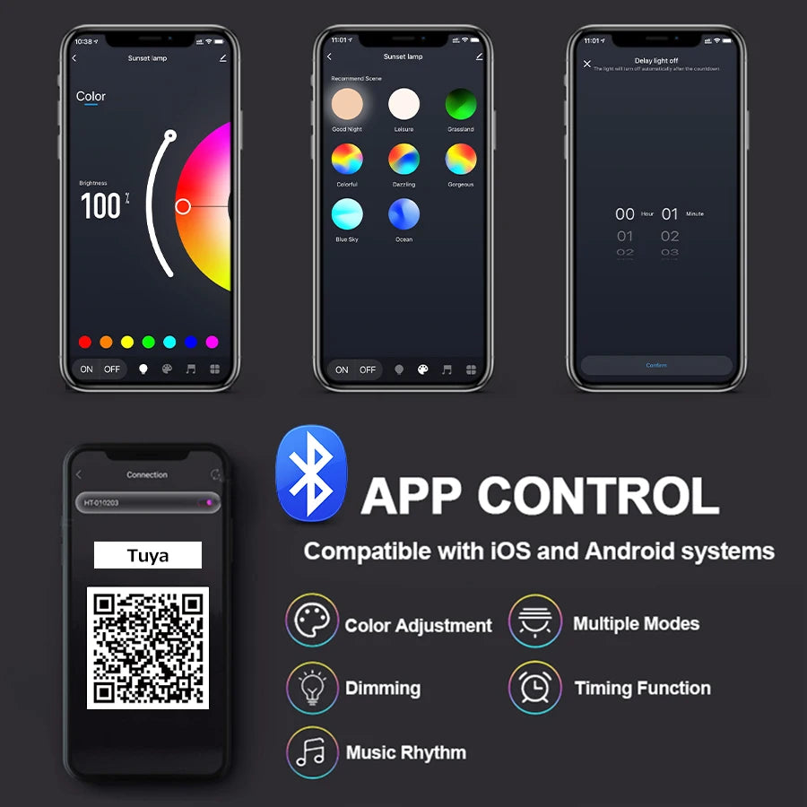 Lámpara Sunset RGB Inteligente Tuya – Proyección Decorativa USB con App y Control Remoto IR
