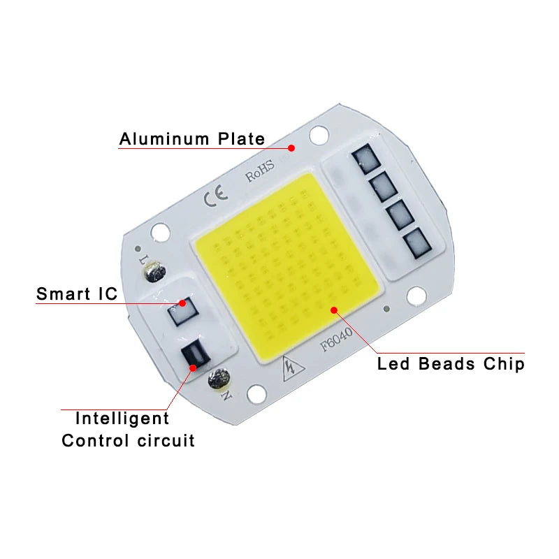 Chip LED COB 10W a 50W – 220V IP65 Sin Driver para Reflectores, Focos y Proyectores DIY