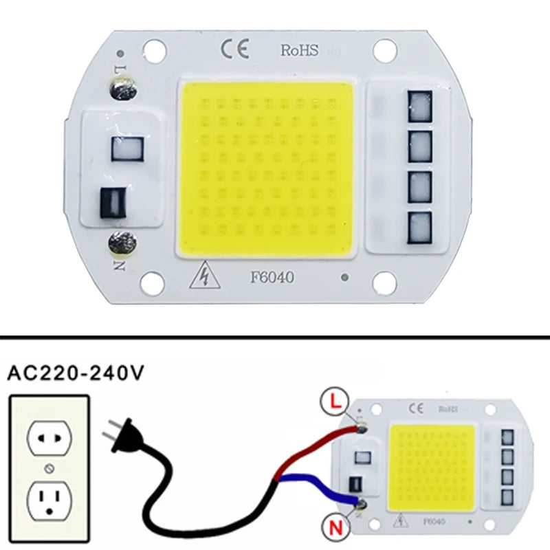 Chip LED COB 10W a 50W – 220V IP65 Sin Driver para Reflectores, Focos y Proyectores DIY