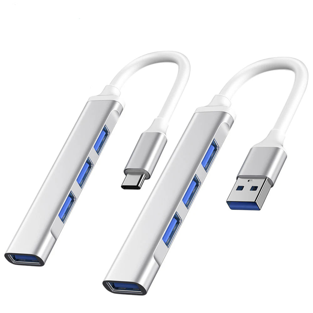 Hub USB-C 4 Puertos para MacBook y Laptop — USB 3.0 Multi Splitter