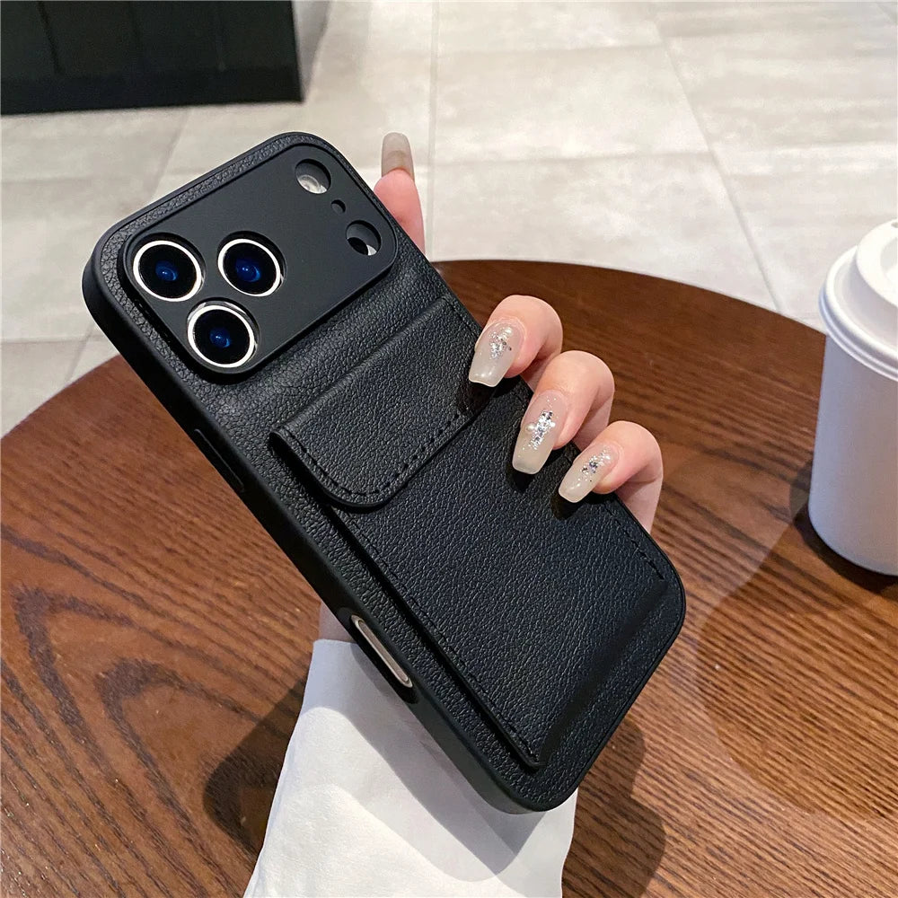 Funda Cartera con Porta Tarjetas para iPhone — Cuero Tipo Lujo