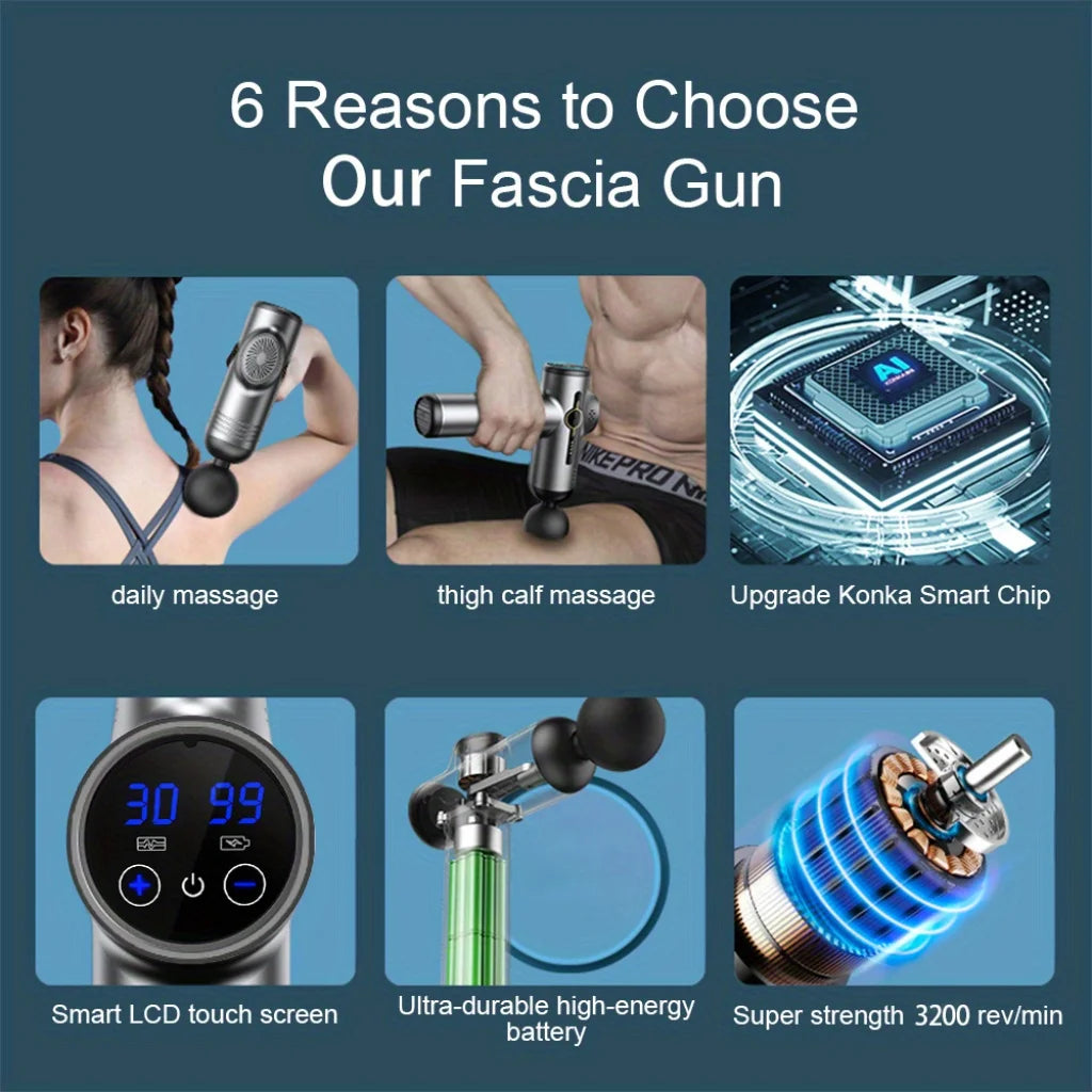Pistóla de Masaje Muscular Profesional – 99 Velocidades, Carga Type-C para Fitness y Recuperación