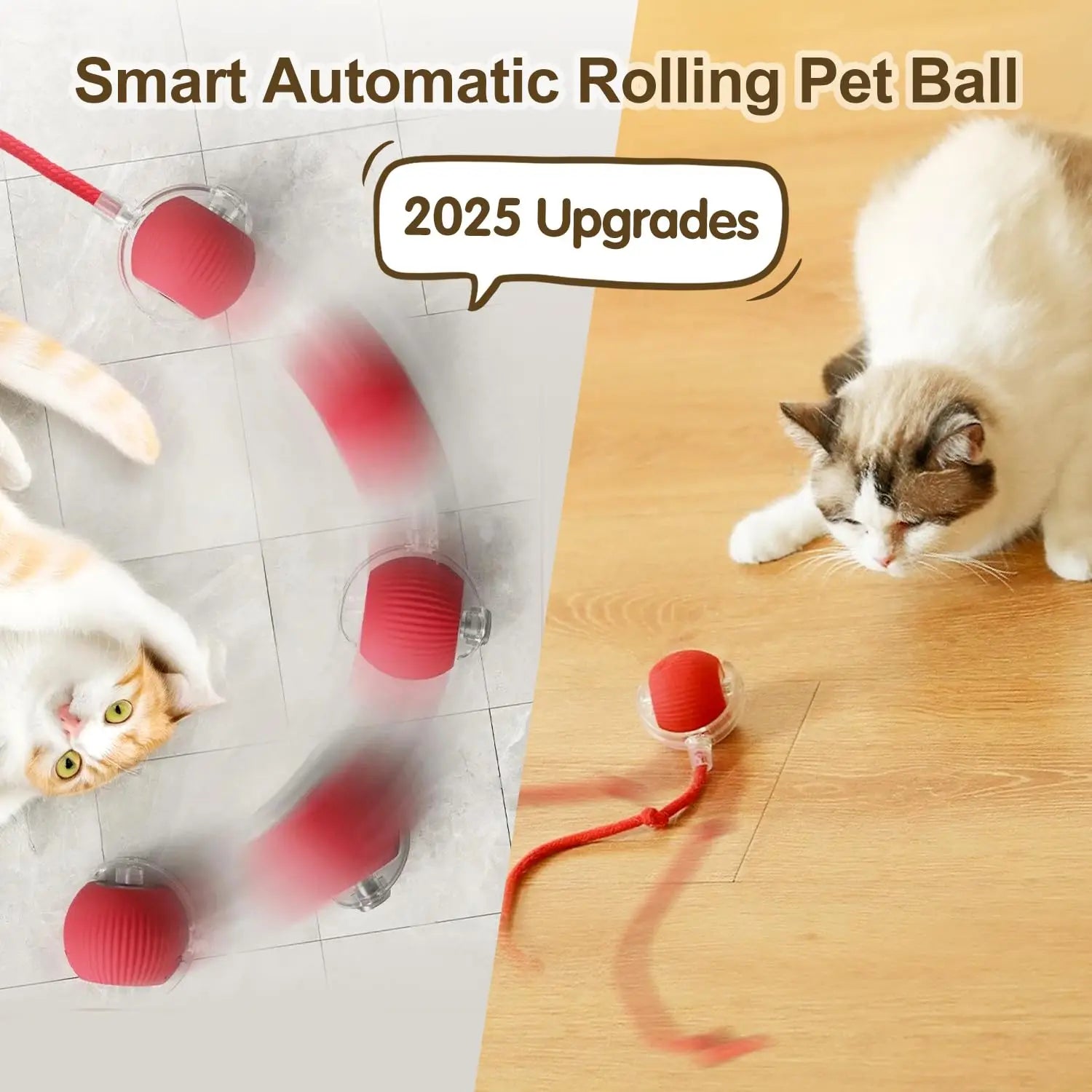 Pelota Interactiva para Gatos – Rodante Automática con Cola, Recargable, Juguete Inteligente