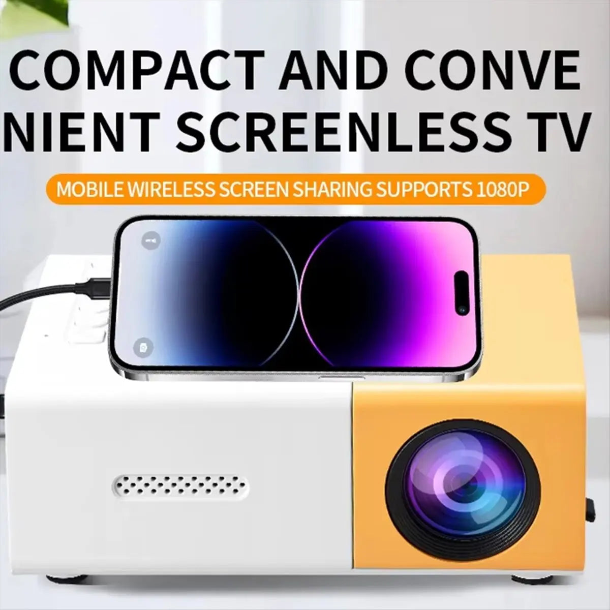 Mini Proyector Full HD 1080P – Portátil con Control Remoto, USB y Compatible con Smartphones