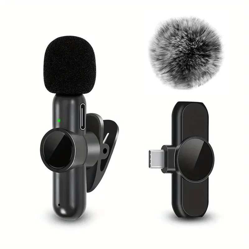 Micrófono Lavalier Inalámbrico con Cubierta Antiruido para Celular