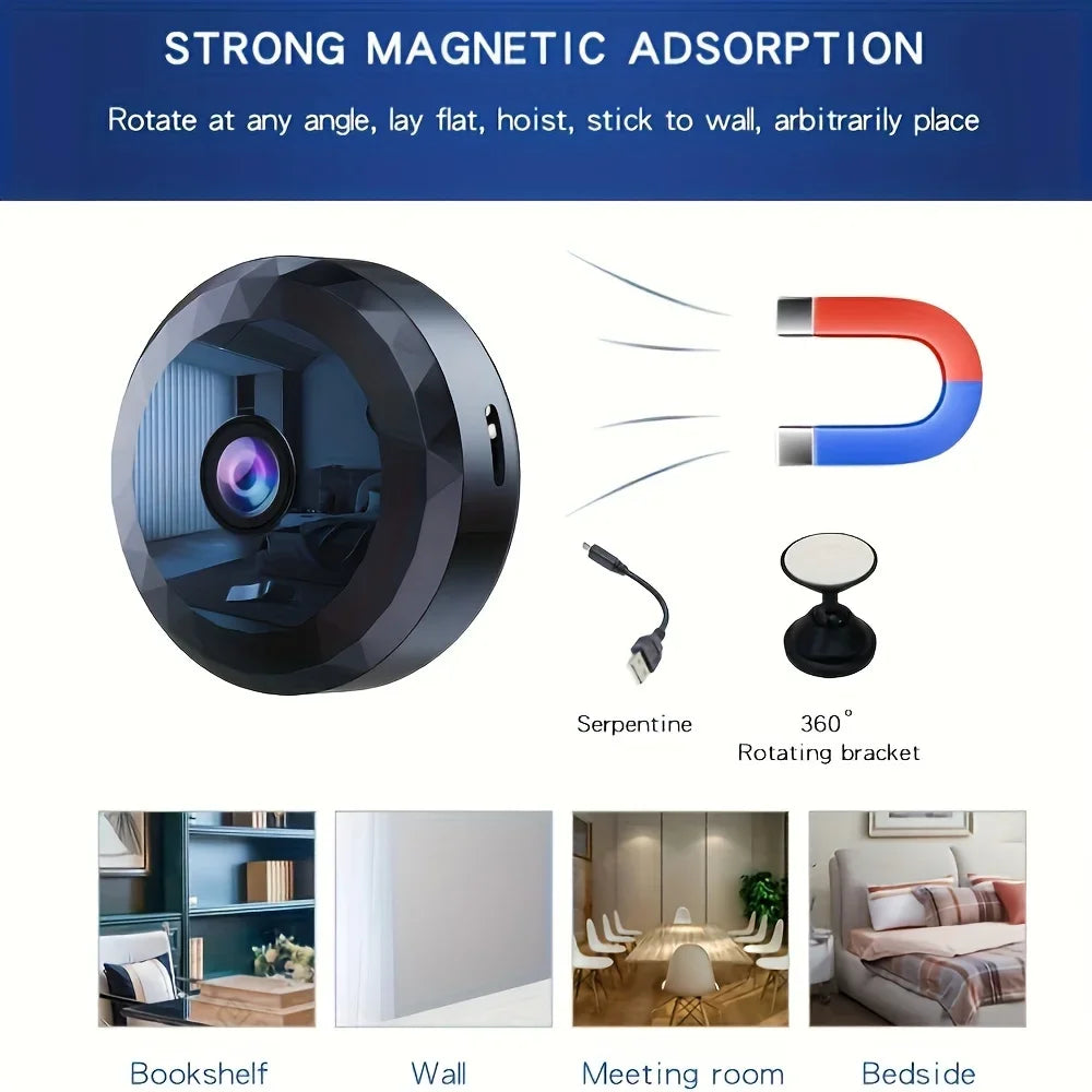 Mini Cámara WiFi Inalámbrica – Batería Recargable, Visión Nocturna y Detección de Movimiento