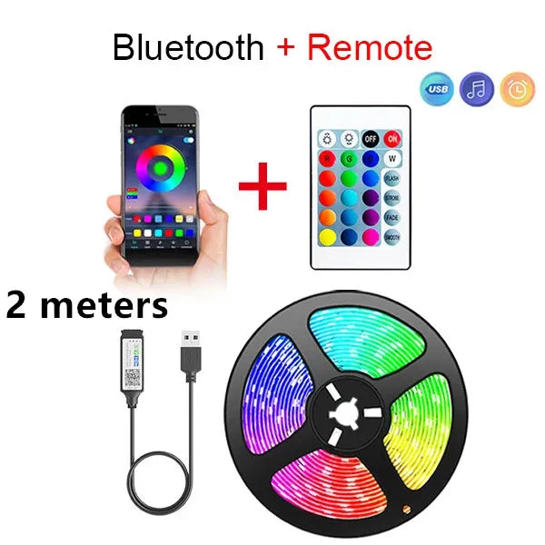Tira LED Bluetooth RGB 5050 – Control por App, Retroiluminación para TV, Gaming y Decoración