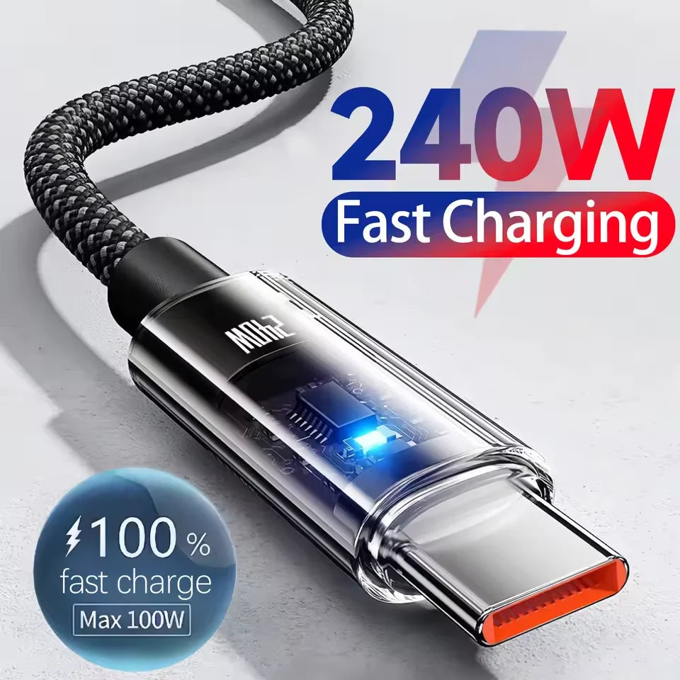Cable USB-C 240W con Pantalla LED Digital — Carga Super Rápida