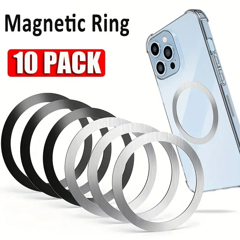Anillos Magnéticos MagSafe – 10 Piezas Compatibles con Cargador Inalámbrico iPhone Samsung Xiaomi