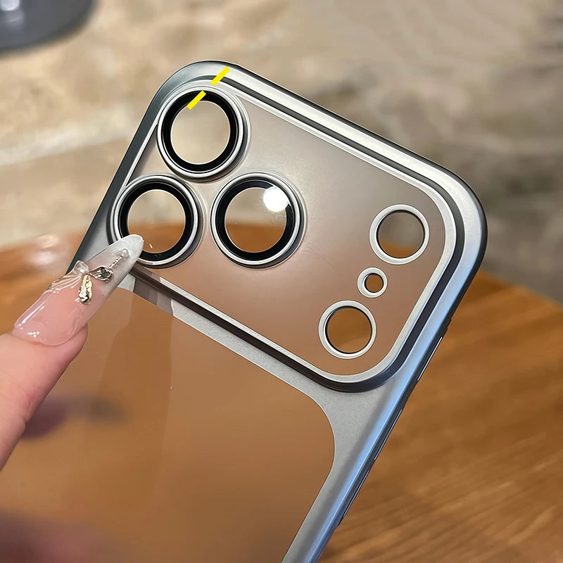 Funda Mate Translúcida con Placa Trasera para iPhone — Protección de Cámara