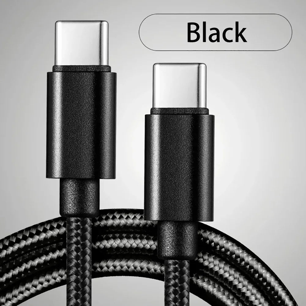 Cable USB-C a USB-C 66W 5A Carga Rápida — Nylon Trenzado 1m, 2m, 3m