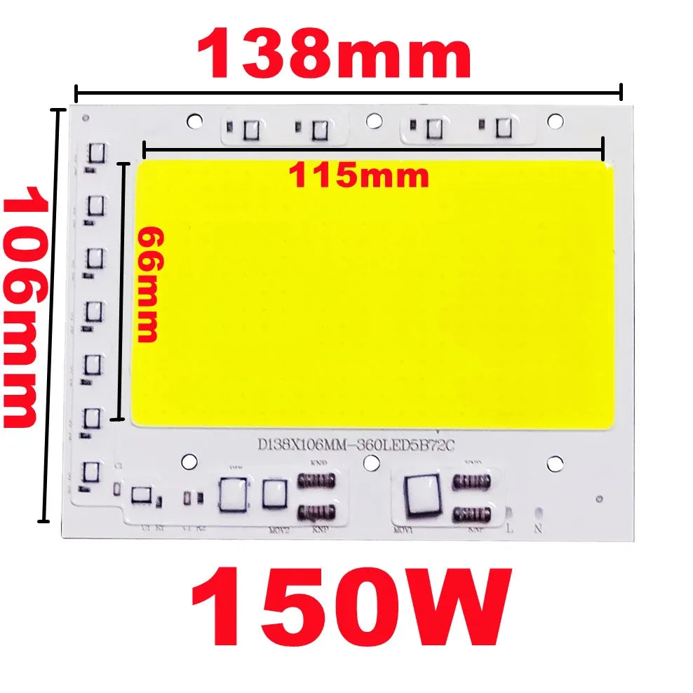 Chip LED COB 50W a 200W – 200-240V Sin Driver para Reflectores y Proyectores DIY de Alta Potencia