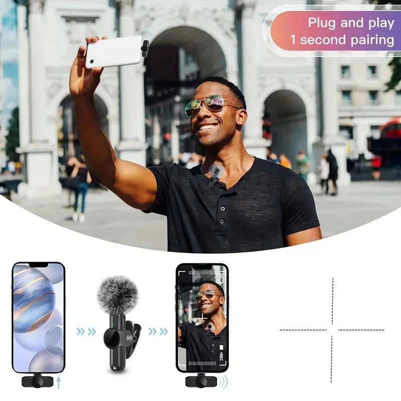Micrófono Lavalier Inalámbrico con Cubierta Antiruido para Celular