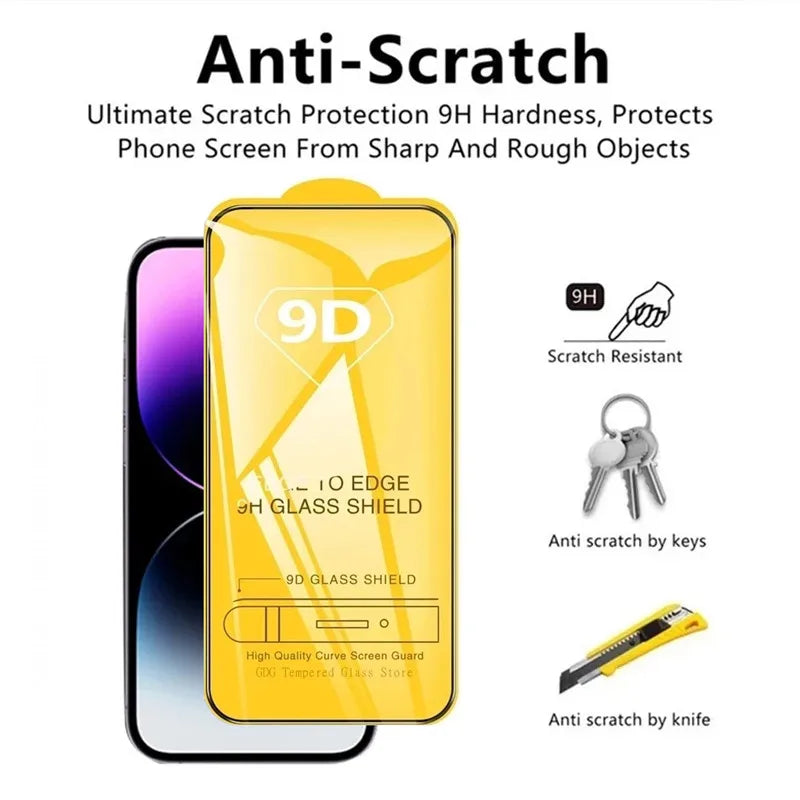 Mica de Vidrio Templado 9D para iPhone — Protección Completa de Pantalla