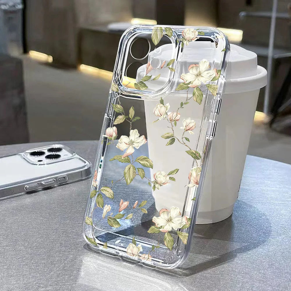 Funda Floral Transparente para iPhone — Diseño Femenino y Elegante