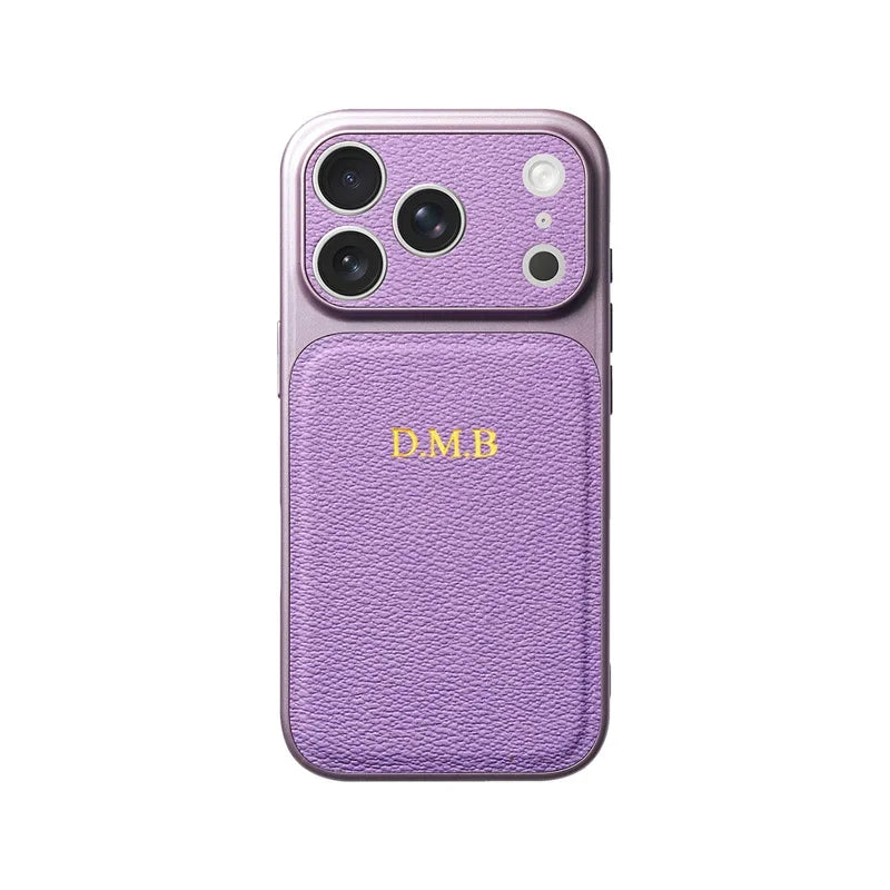 Funda Personalizada con Iniciales Doradas para iPhone — Cuero de Lujo