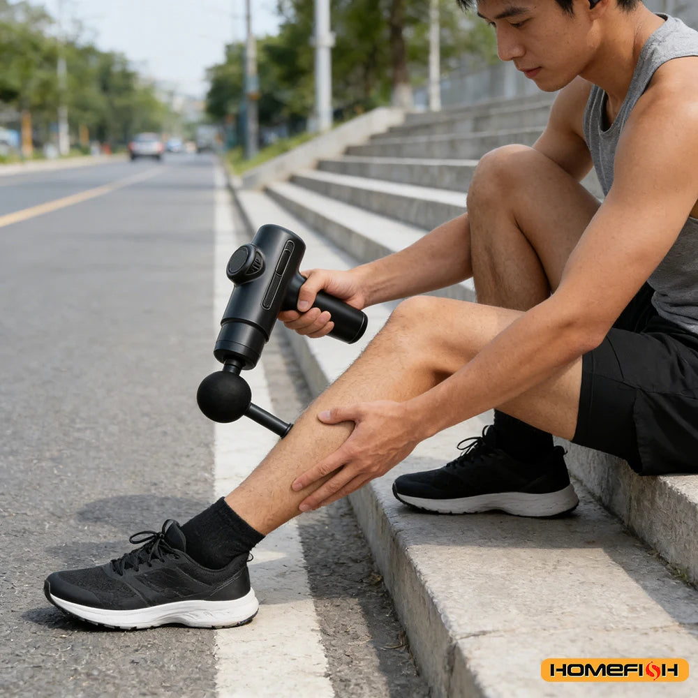 Pistóla de Masaje Eléctrica 8 Cabezales – Relajación Muscular de Brazos, Espalda y Piernas