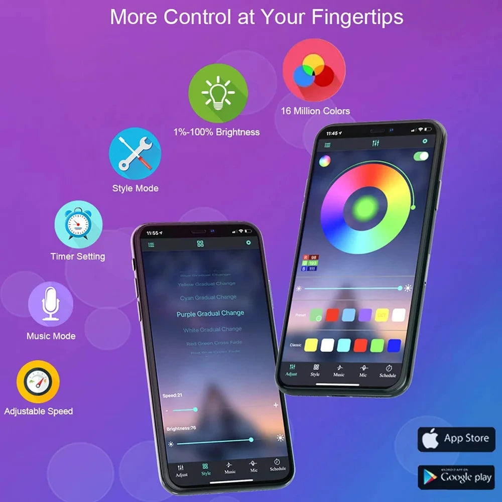 Tira LED Bluetooth RGB 5050 – Control por App, Retroiluminación para TV, Gaming y Decoración