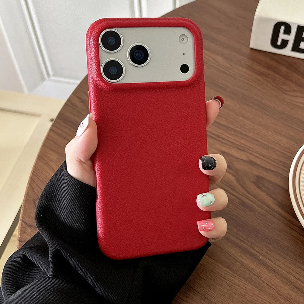 Funda de Cuero con Textura para iPhone — Protección TPU Suave