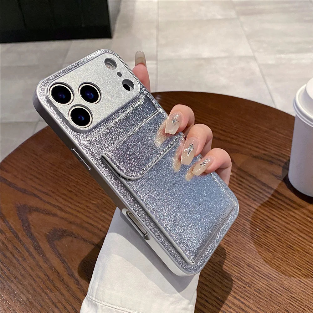 Funda Cartera con Porta Tarjetas para iPhone — Cuero Tipo Lujo