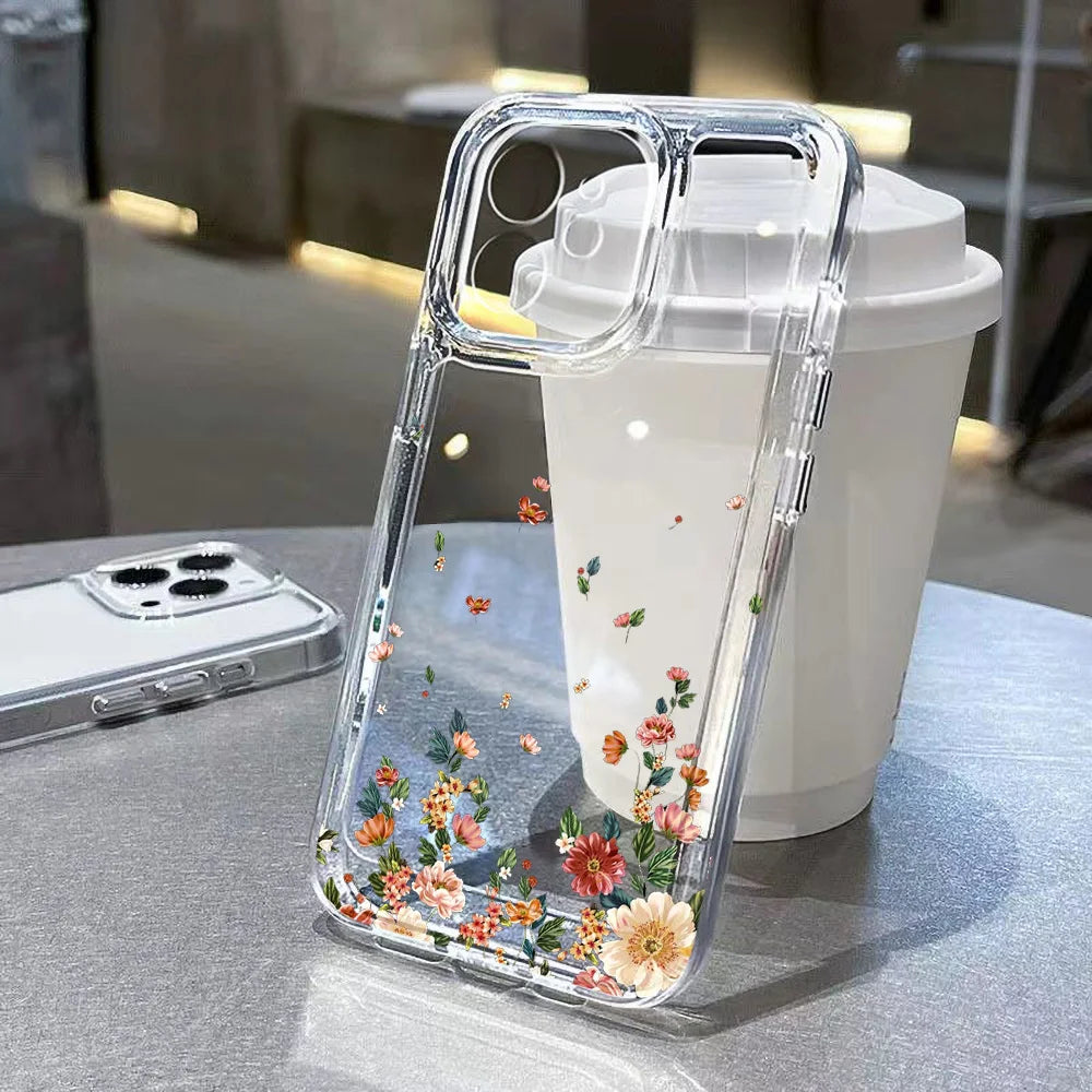 Funda Floral Transparente para iPhone — Diseño Femenino y Elegante