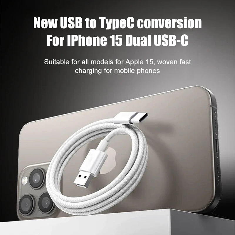 Cable USB-C 60W Carga Rápida para iPhone 15, 16 y 17 — Trenzado Nylon
