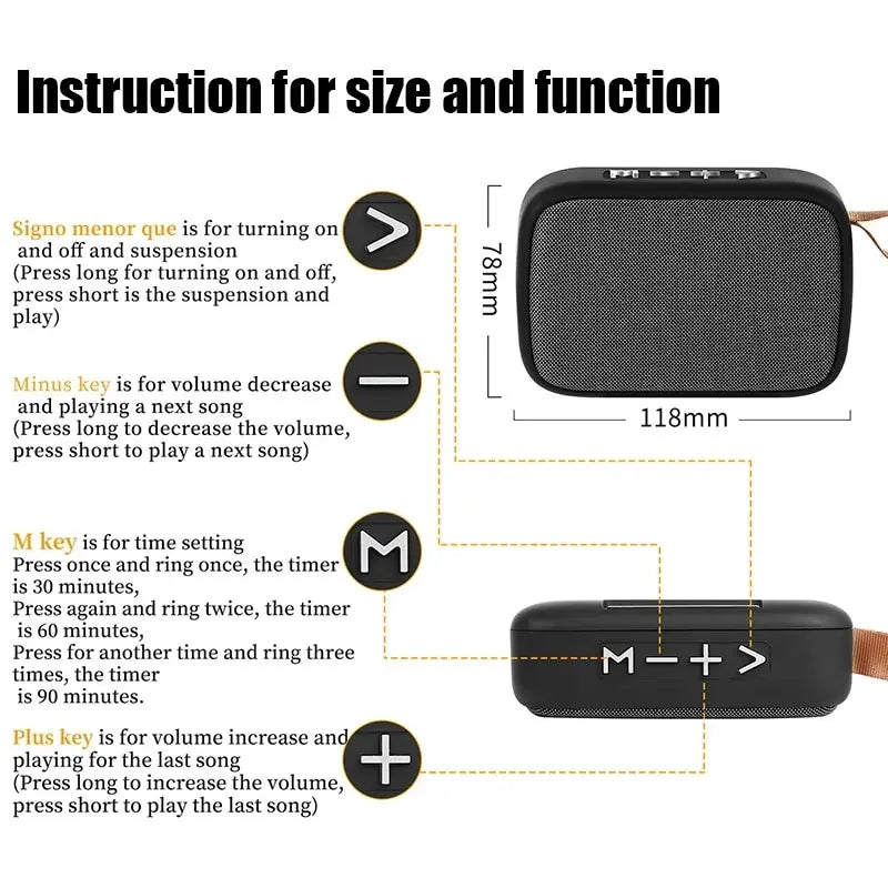 Bocina Bluetooth 5.0 Mini Portátil con Sonido 3D HiFi Estéreo