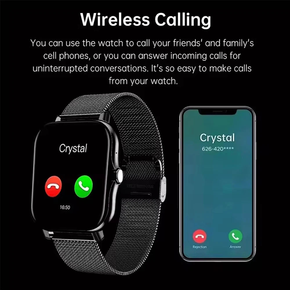 Smartwatch 1.44" – Llamadas Bluetooth, Monitor de Oxígeno y Presión Arterial para Hombre y Mujer