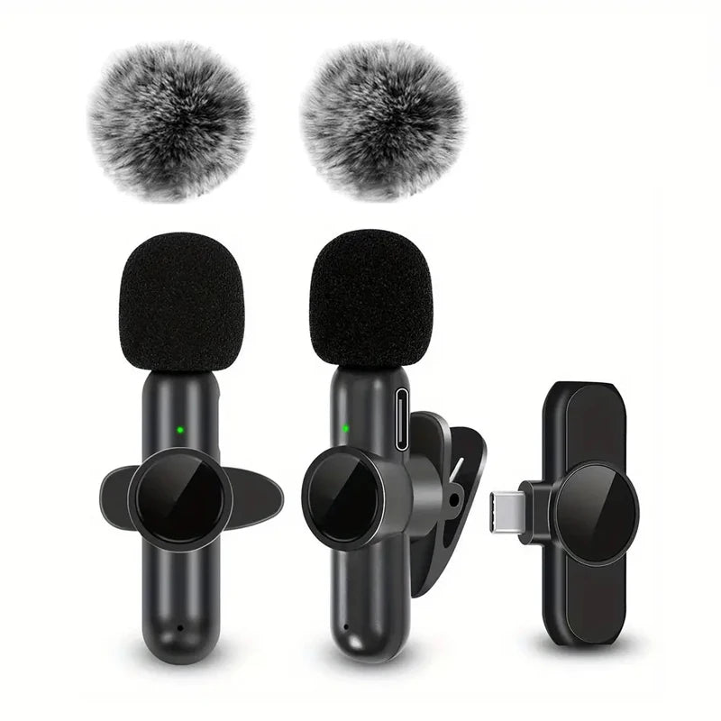Micrófono Lavalier Inalámbrico con Cubierta Antiruido para Celular