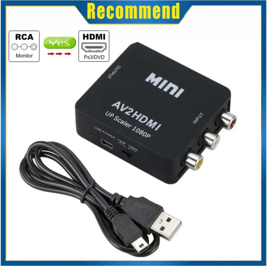 Adaptador RCA a HDMI 1080P — Conecta tu TV Antigua al HDMI