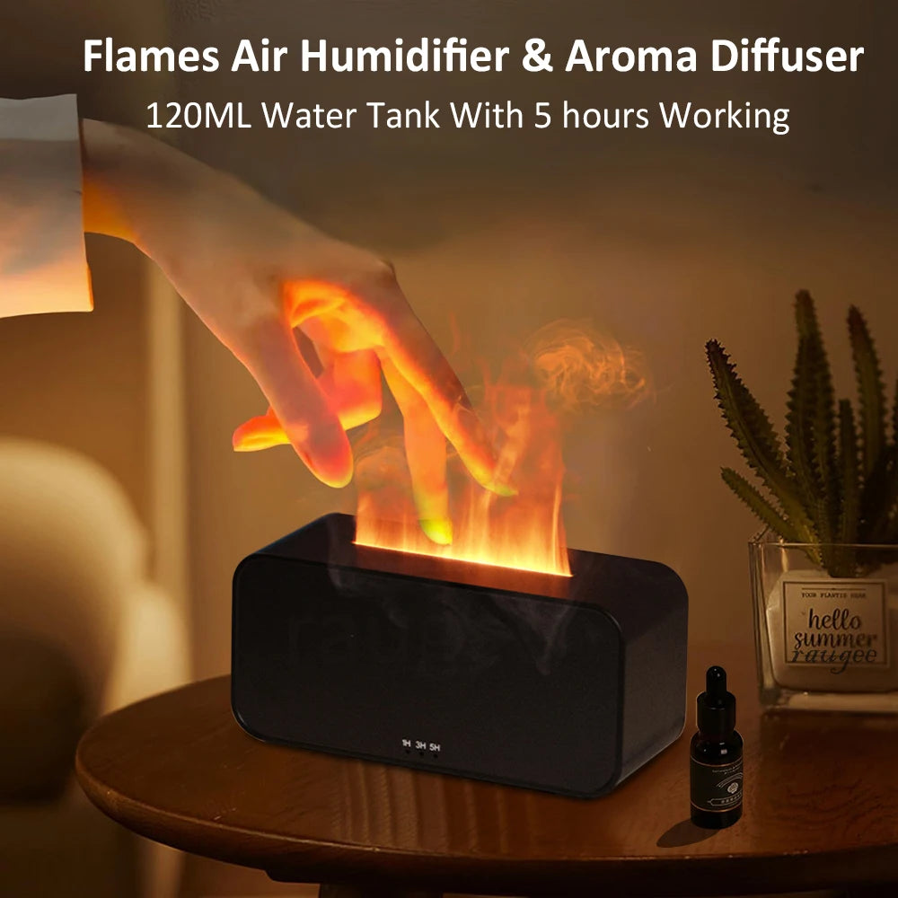 Humidificador Difusor de Aceites Esenciales – Efecto Llama, Fragancia Automática y Luz LED