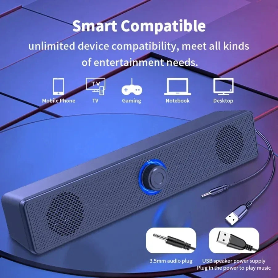 Soundbar Bluetooth y USB para TV, PC y Gaming con Sonido Envolvente