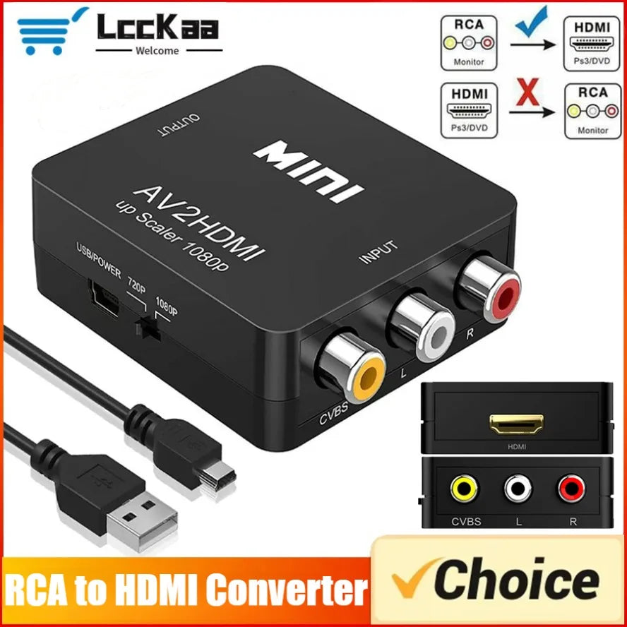 Adaptador RCA a HDMI 1080P — Conecta tu TV Antigua al HDMI