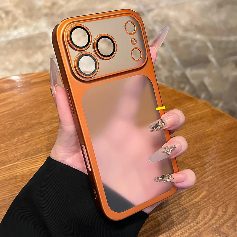 Funda Mate Translúcida con Placa Trasera para iPhone — Protección de Cámara