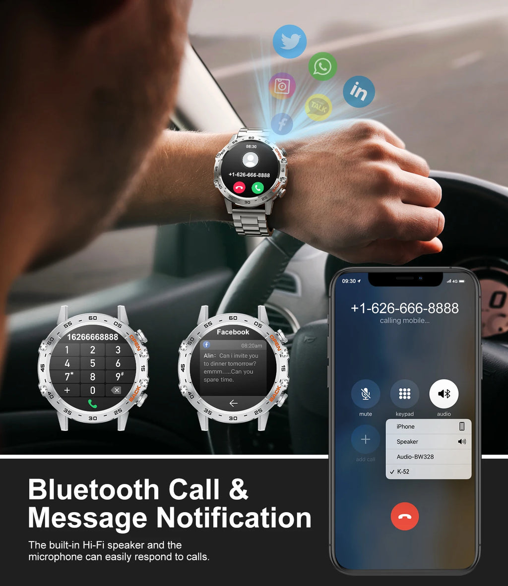 Smartwatch LIGE 1.39" – Llamadas Bluetooth, Monitor de Frecuencia Cardíaca y Fitness para iOS y Android