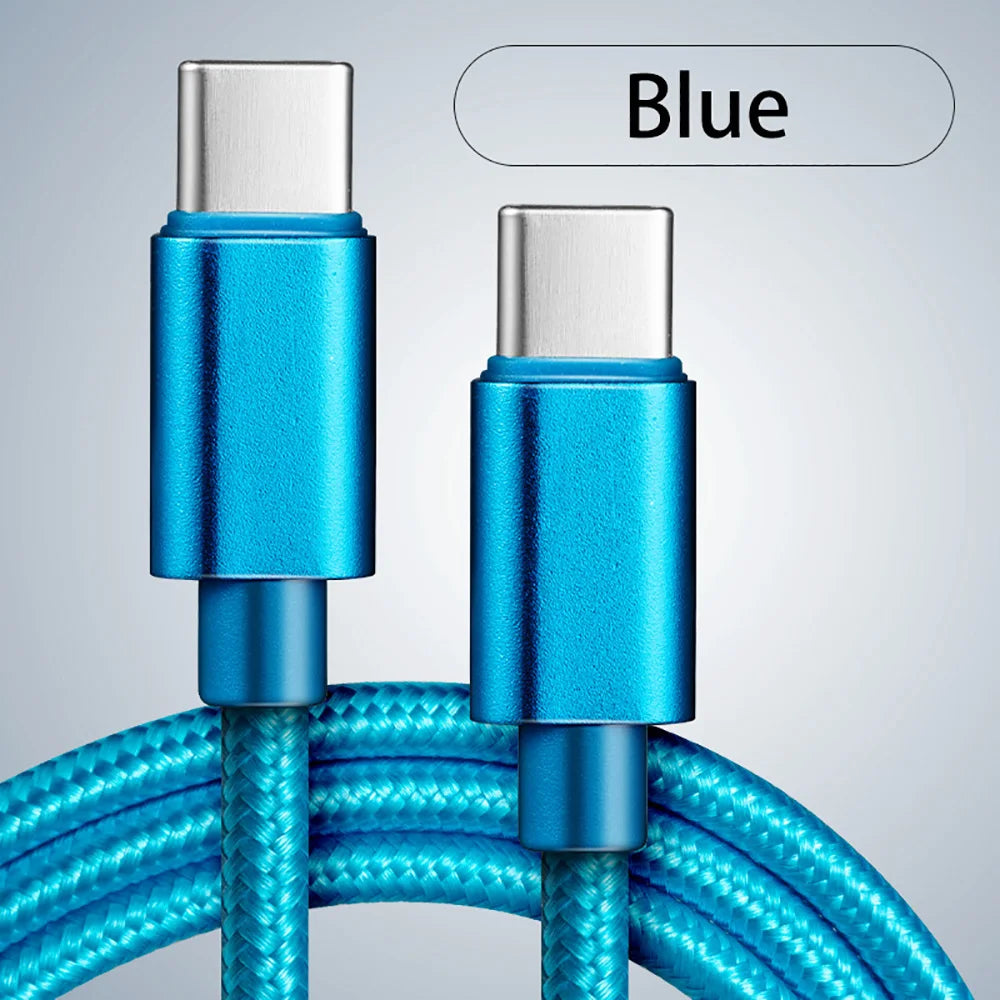 Cable USB-C a USB-C 66W 5A Carga Rápida — Nylon Trenzado 1m, 2m, 3m