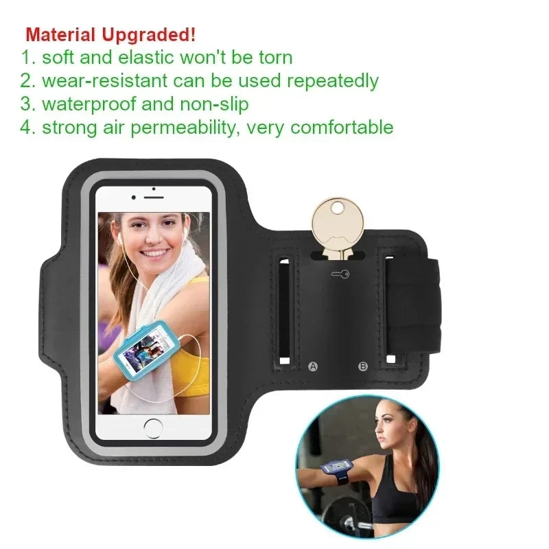 Brazalete Deportivo para Celular – Porta iPhone hasta 6.5" con Bolsillo para Tarjeta y Llaves