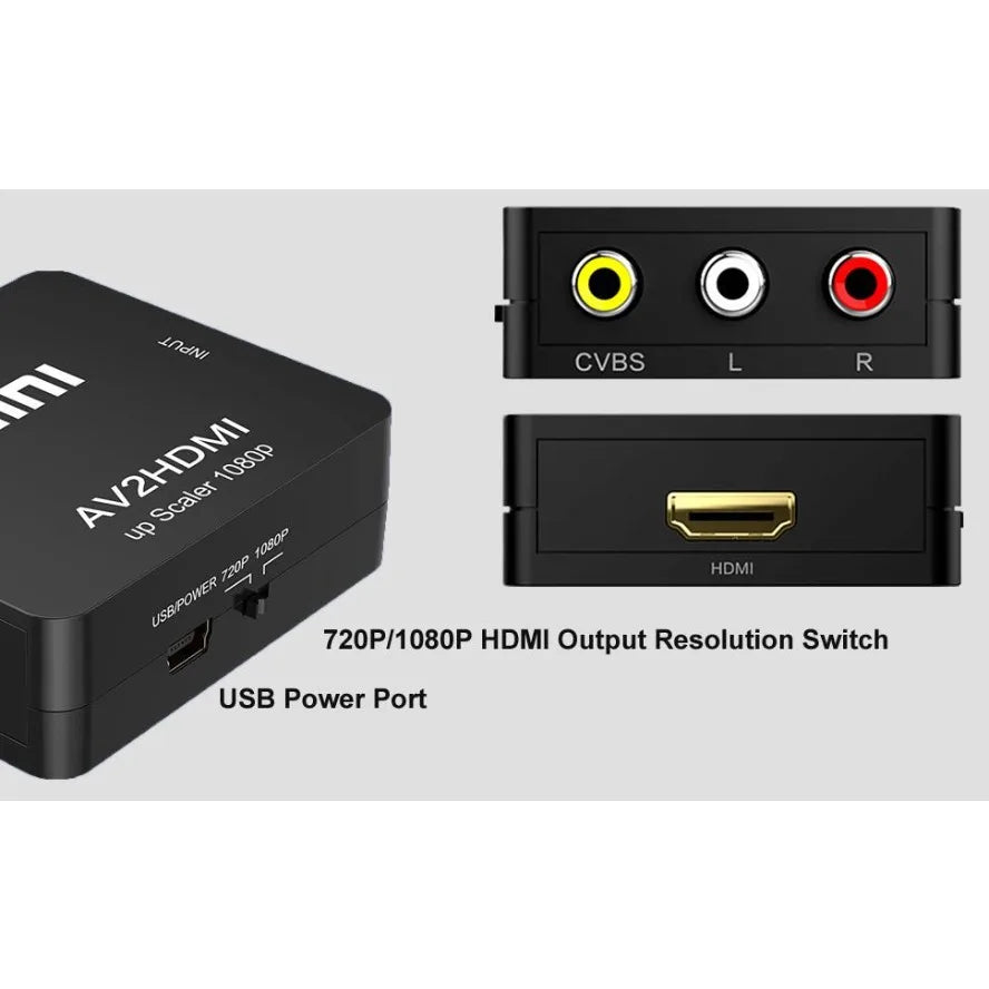 Adaptador RCA a HDMI 1080P — Conecta tu TV Antigua al HDMI