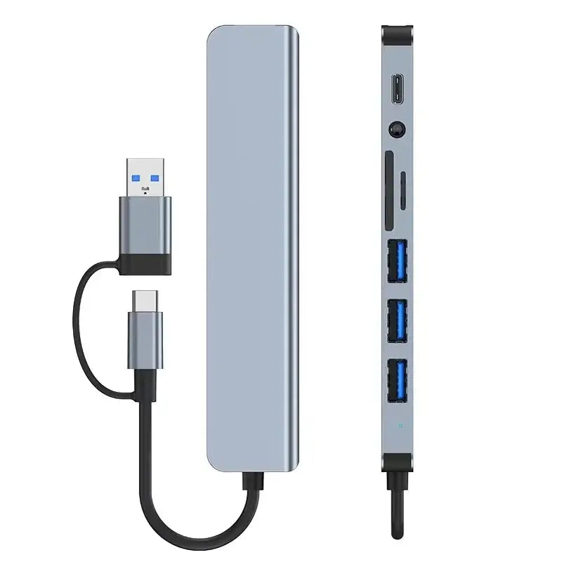 Hub USB 8 en 2 con Lector de Tarjetas SD/TF — Docking Station