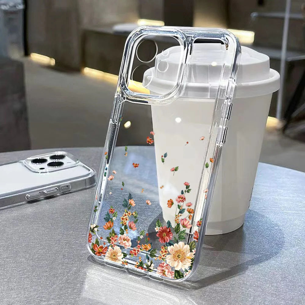Funda Floral Transparente para iPhone — Diseño Femenino y Elegante