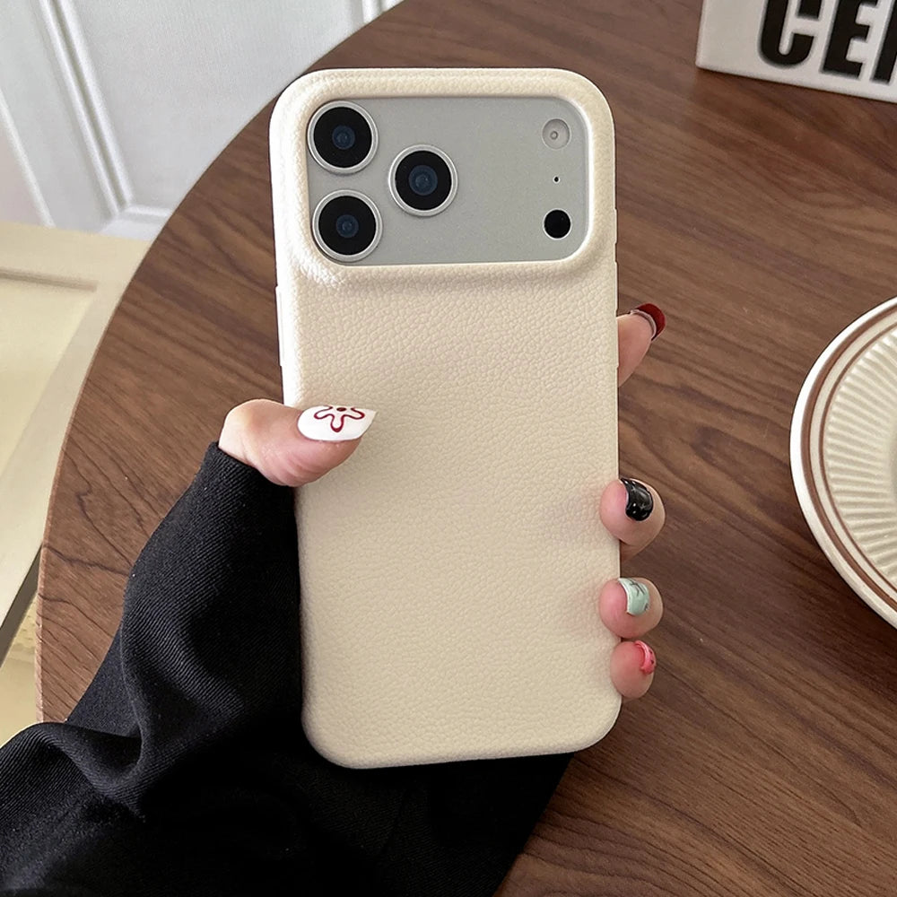 Funda de Cuero con Textura para iPhone — Protección TPU Suave