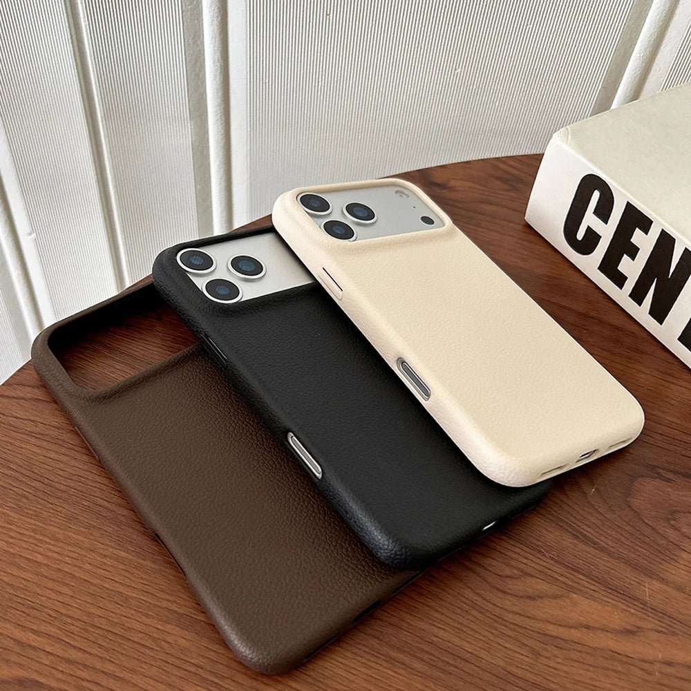 Funda de Cuero con Textura para iPhone — Protección TPU Suave