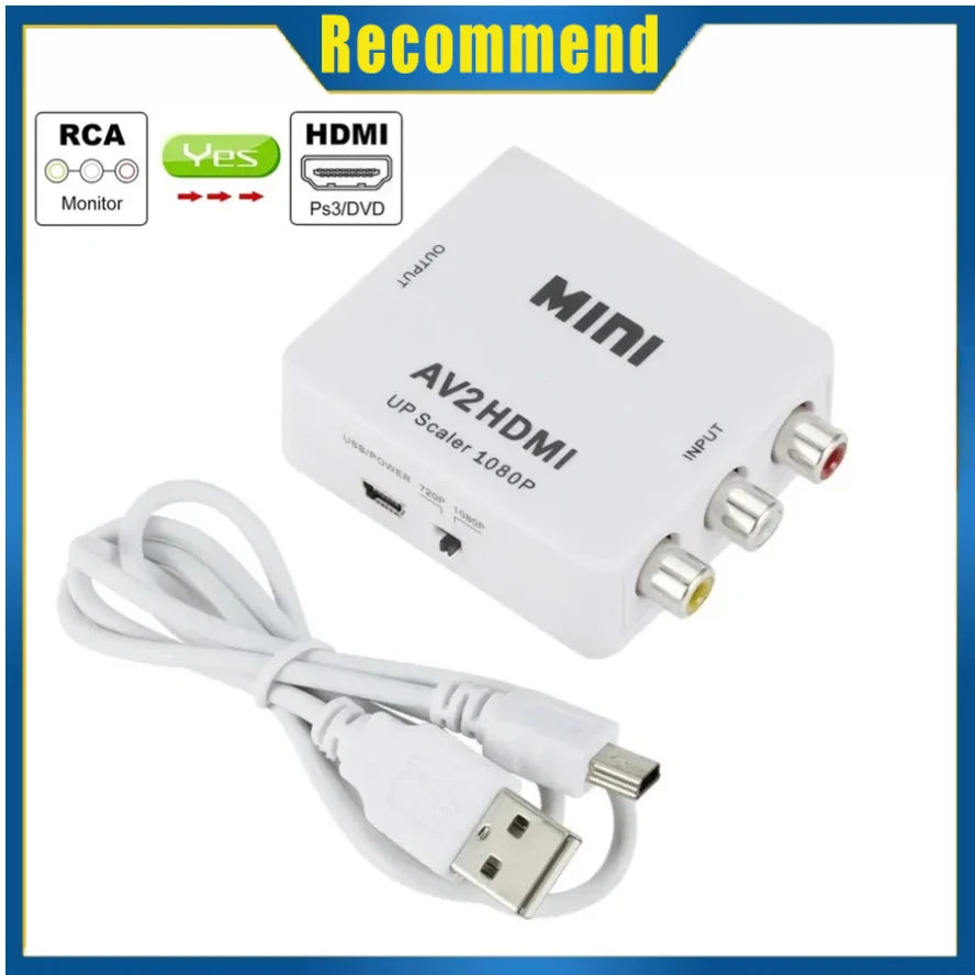 Adaptador RCA a HDMI 1080P — Conecta tu TV Antigua al HDMI