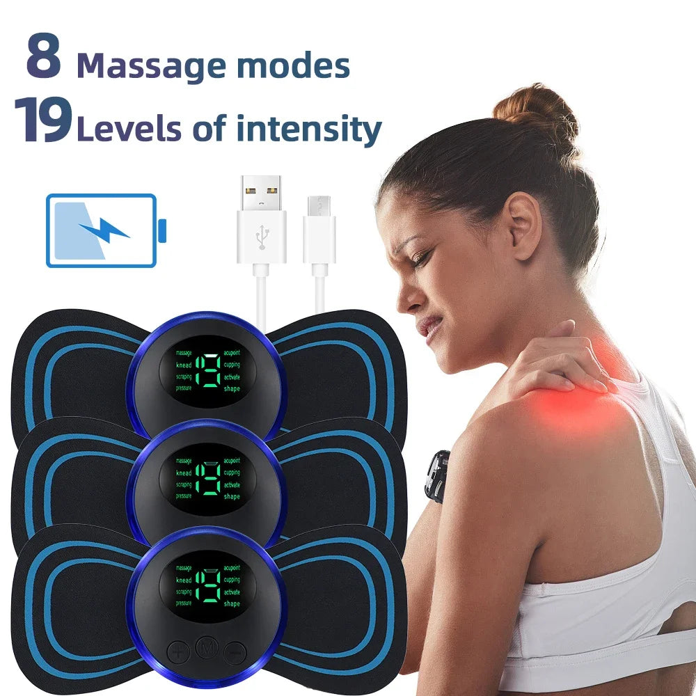 Masajeador EMS Eléctrico – Estimulador Muscular de Baja Frecuencia para Cuello, Espalda y Pantorrillas