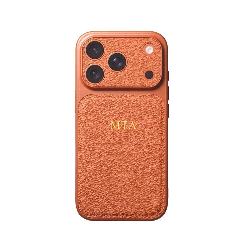 Funda Personalizada con Iniciales Doradas para iPhone — Cuero de Lujo