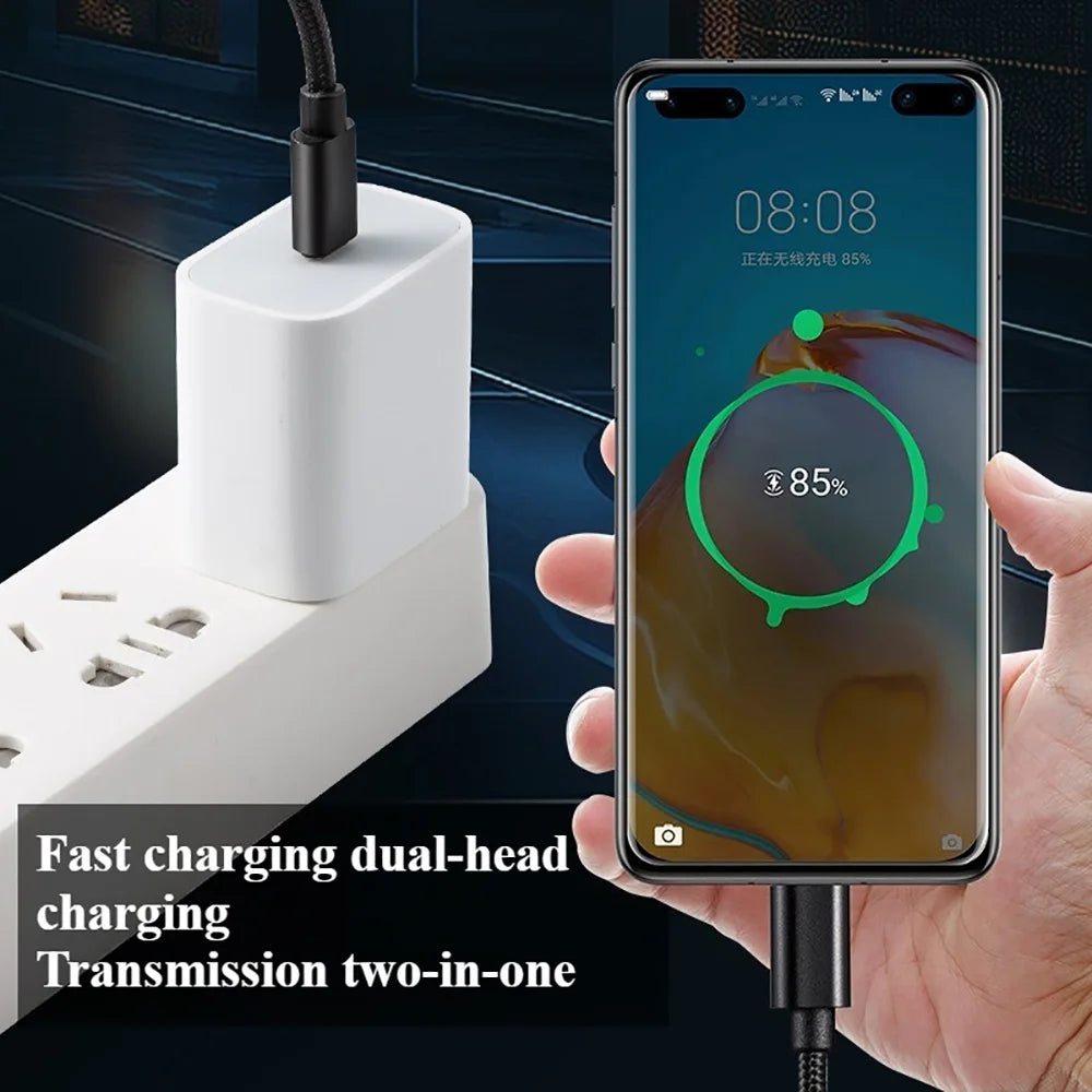 Cable USB-C a USB-C 66W 5A Carga Rápida — Nylon Trenzado 1m, 2m, 3m