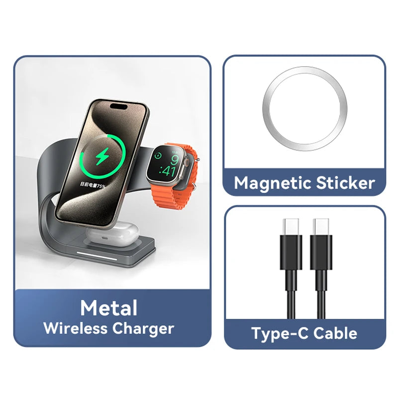 Estación de Carga Inalámbrica 4 en 1 — iPhone, AirPods y Apple Watch