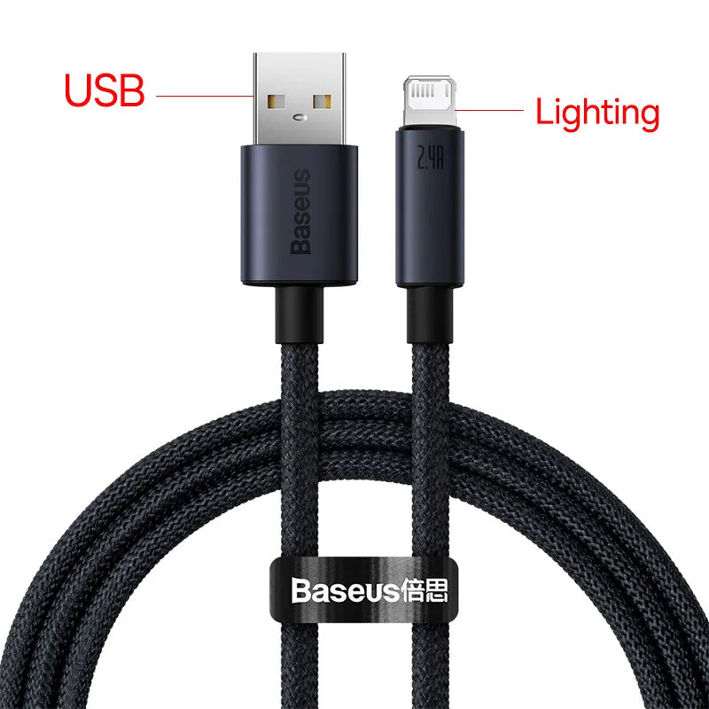Cable Baseus USB Carga Rápida para iPhone — Type-C y Lightning