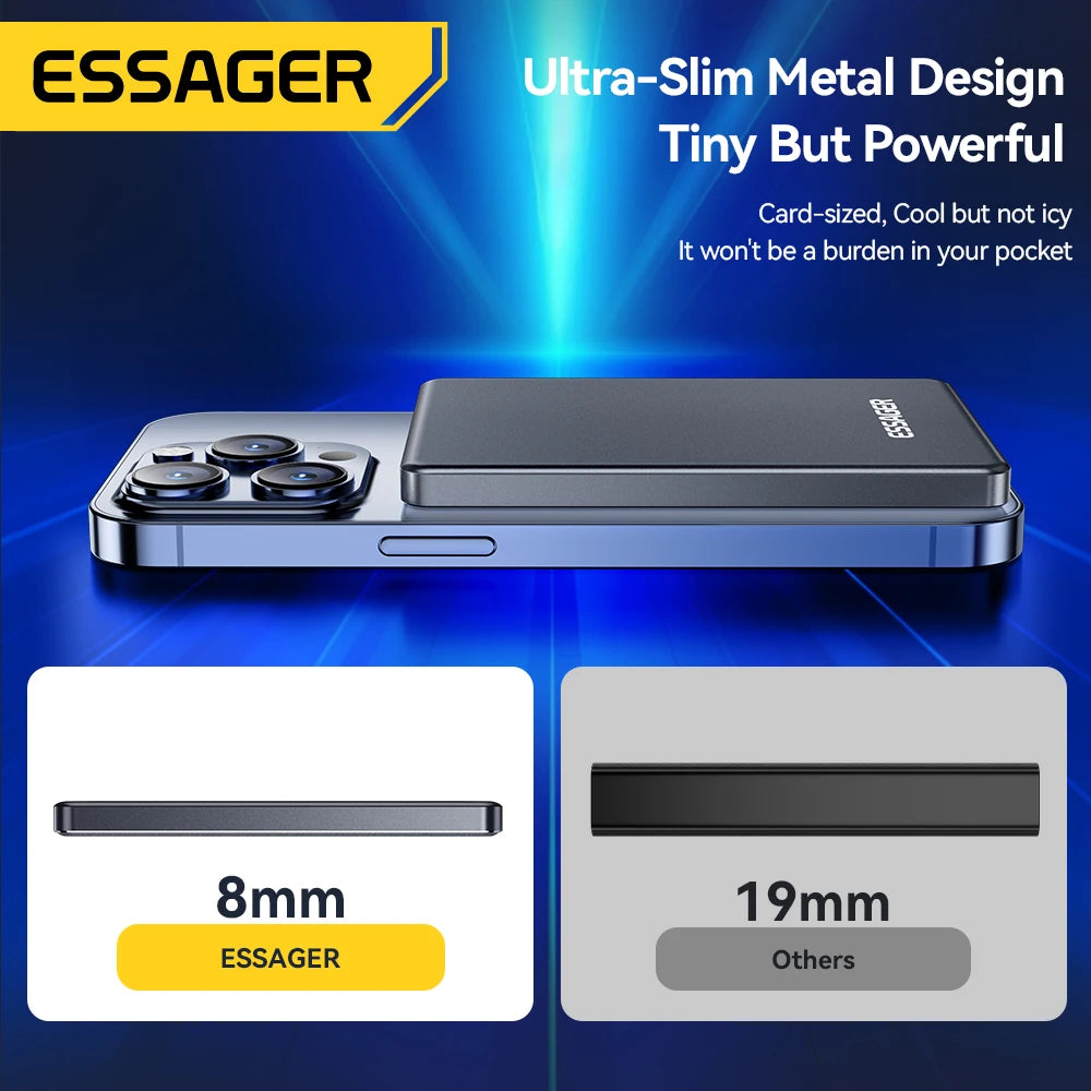Power Bank Magnético Essager 5000mAh 20W — Carga Rápida MagSafe