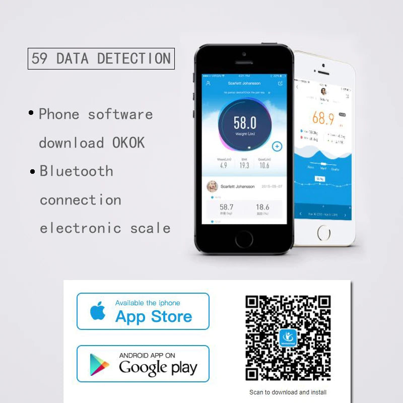 Báscula Inteligente Bluetooth – Analizador de Composición Corporal con App para Smartphone